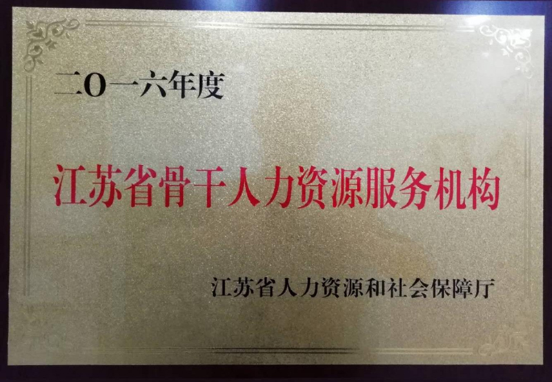 2016年江苏省骨干人力资源服务机构